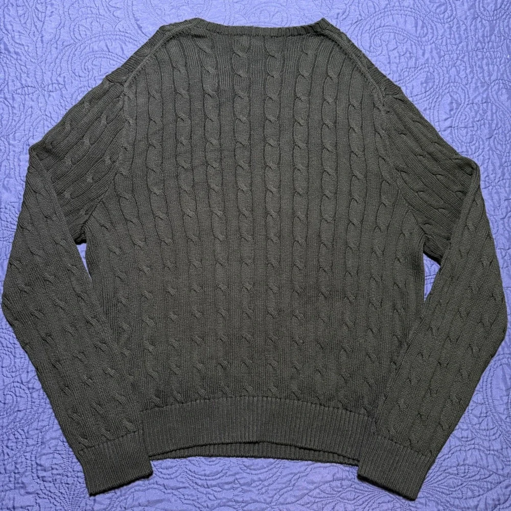 Polo Ralph Lauren Mens XXL Black Cable Knit Cotton Crewneck Sweater Pony Logo